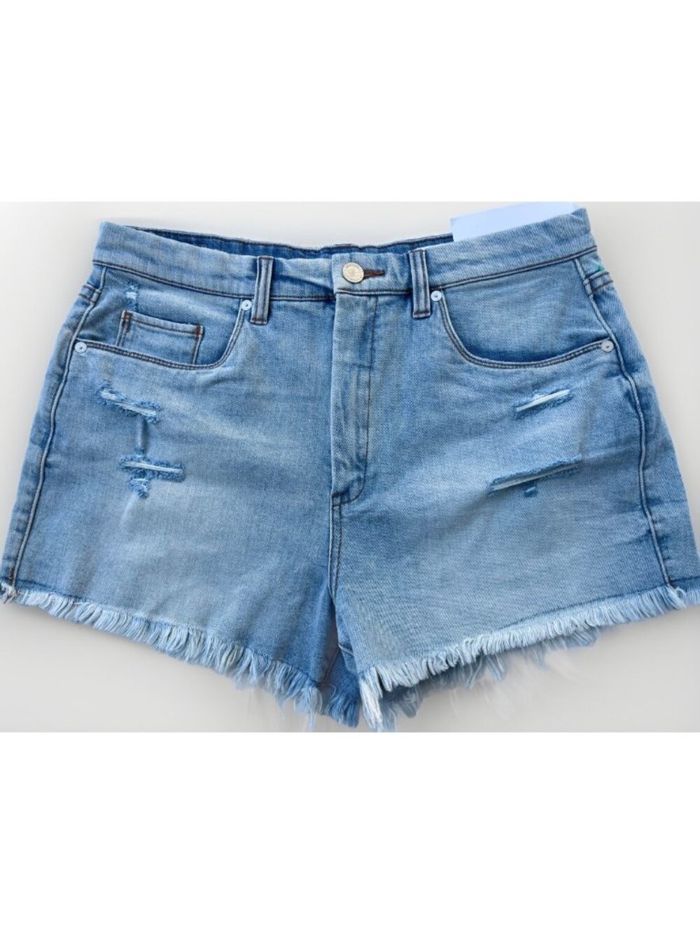 Blank NYC Wedge Shorts Womens Distressed Cut Off Denim Size 31 Light Blue NWOT - Picture 8 of 10